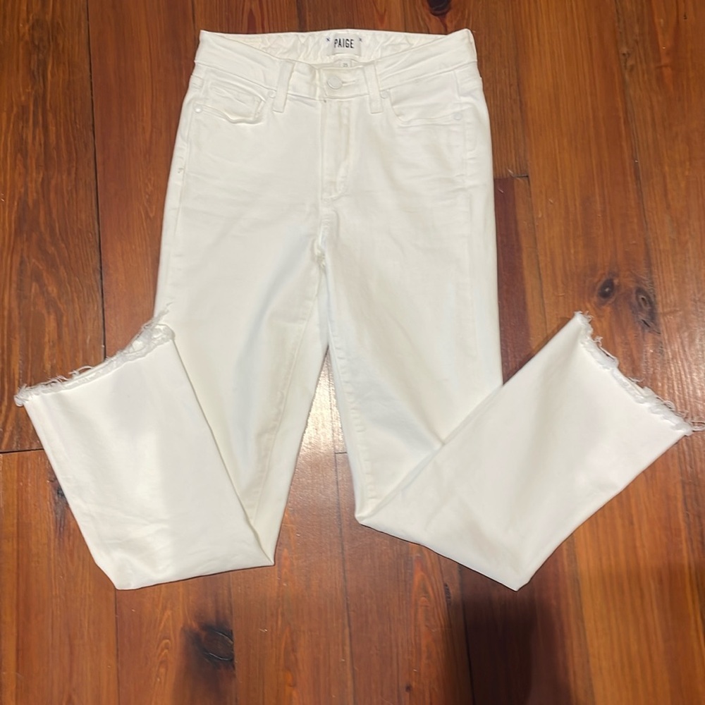 Paige Colette Crop Flare White Jeans Size 25